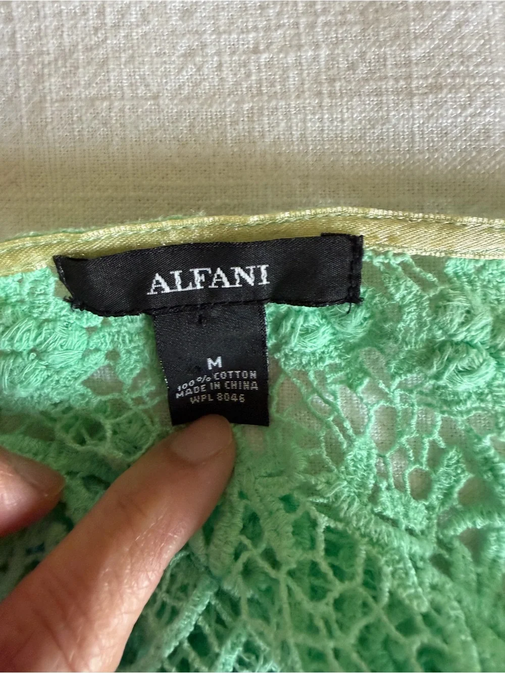Vintage Style Alfani Mint Crochet Lace Open-Front Cardigan